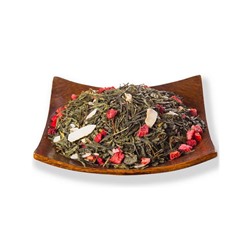 Клубника со сливками зелёный ароматизированный чай, 250 гр.