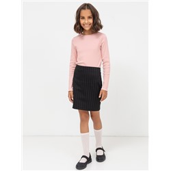 Зауженная юбка-карандаш черного цвета в тонкую полоску для девочек