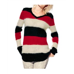 Пуловер, черно-красно-белый