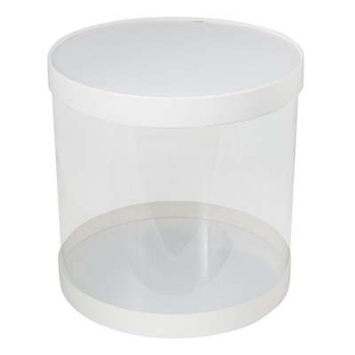 Коробка для торта прозрачная ТУБУС 200х200мм (Белая)