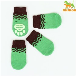 Носки нескользящие, размер S (2,5/3,5 * 6 см), набор 4 шт , зеленые