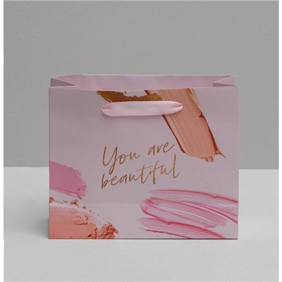 Пакет подарочный ламинированный горизонтальный, упаковка, «You are beautiful», 22 х 17.5 х 8 см