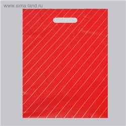 СРОЧНЫЙ пристрой_Пакет полиэтиленовый, с вырубной ручкой, «Полоска», бордовый, 35 х 45 см, 50 мкм
