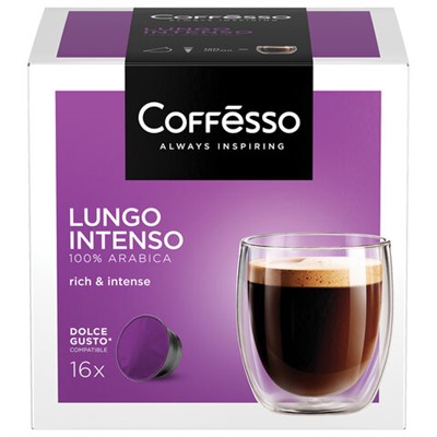 Кофе в капсулах COFFESSO "Lungo Intenso" для кофемашин Dolce Gusto, 16 порций, 102153