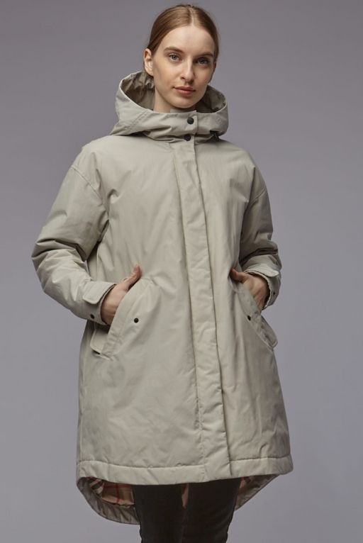 Женская дем��сезонная куртка с капюшоном Plaxa RA10412, цвет светло-серый купить, отзывы, фото, доставка - СПКубани