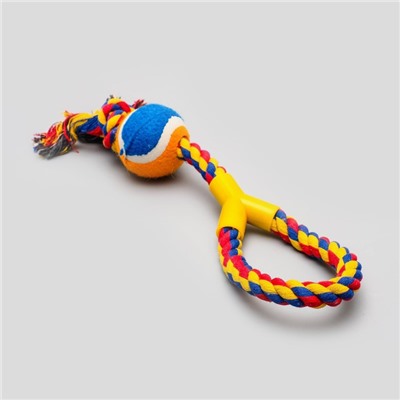 Игрушка канатная с ручкой и мячом, до 150 г, до 35 см, микс цветов