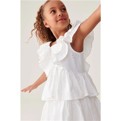 Baker by Ted Baker Frilled Broderie White Dress