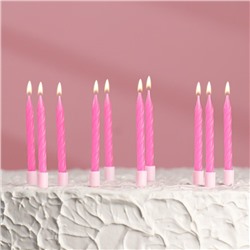 Свечи для торта "Неон", 10 шт, розовые 5 см
