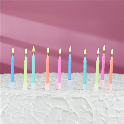 Свечи для торта "Неон", 10 шт, МИКС, 7 см