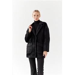 Пальто женское демисезонное 25520 (черный/тедди)