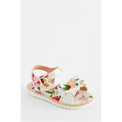 Baker by Ted Baker Girls Floral Patent White Sandals with Bow