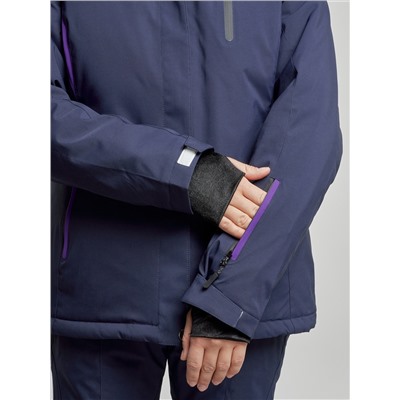 Горнолыжная куртка женская зимняя темно-синего цвета 2305TS