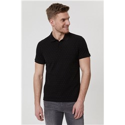 Мужская комбинированная футболка с воротником-поло черная 212 LCM 242042