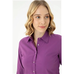 Женская фиолетовая базовая рубашка с длинным рукавом Неожиданная скидка в корзине