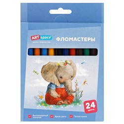 Фломастеры ArtSpace "Рисунки. Lovely animals" 24цв. в карт. уп. (WP_71719) смываемые