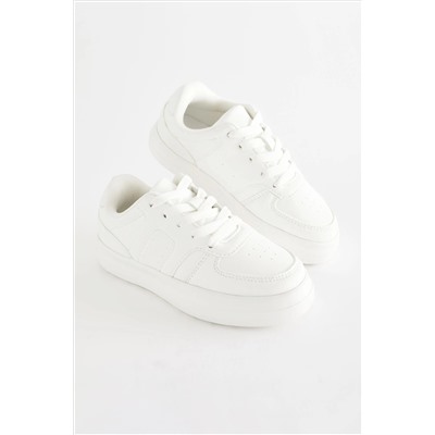 White Chunky Lace-Up Trainers