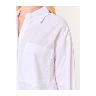 Белая тканая рубашка прямого кроя с длинными рукавами