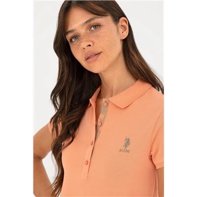 Женская базовая футболка с воротником-поло Salmon Неожиданная скидка в корзине
