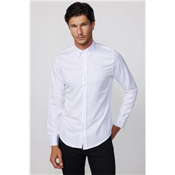 Slim Fit, легкая железная впитывающая пот дышащая текстура, держатель для галстука, белая мужская рубашка Four Seasons DR220054-01