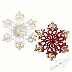 Снежинка "Зимнее кружево" ЦЕНА за 1 шт : красно-золотая, серебряно-золотая 11,5х12,5 см