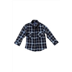 Темно-синяя рубашка лесоруба для мальчика с двумя карманами HA01038