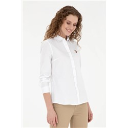 Женская белая базовая рубашка с длинным рукавом Неожиданная скидка в корзине