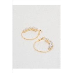 Стильные серьги-кольца с золотыми камнями 23SX810136