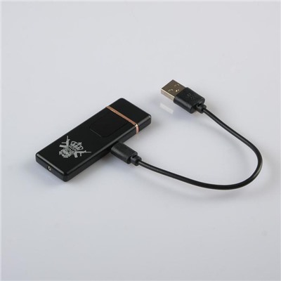 Зажигалка электронная "KING", USB, спираль, 3 х 7.3 см, черная