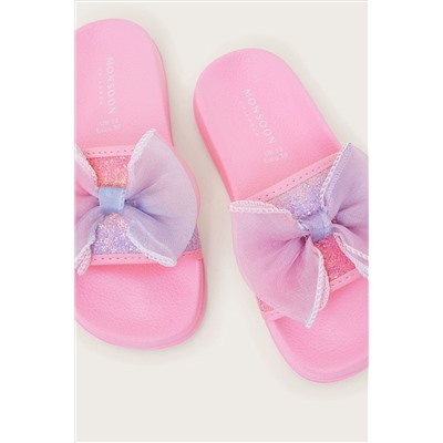 Monsoon Pink Ombre Bow Glitter Sliders