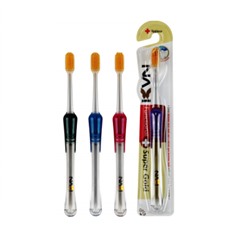 EQ Зубная щётка "Navi" со сверхтонкими щетинками двойной высоты и прозрачной прорезиненной ручкой (с ионами золота, средней жёсткости) / 240