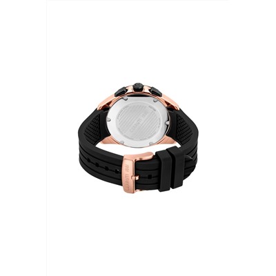 Reloj de cuarzo de silicona Turchino - Cronógrafo - Negro y rosa dorado