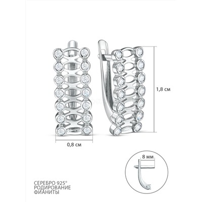 Серьги из серебра с фианитами родированные 925 пробы 3101028591