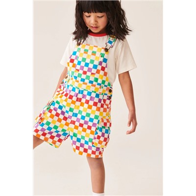 Little Bird by Jools Oliver Rainbow Checkerboard Dungaree and T-Shirt Set