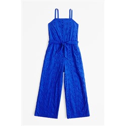 Abercrombie & Fitch Blue Textured Linen Look Jumpsuit With Belt