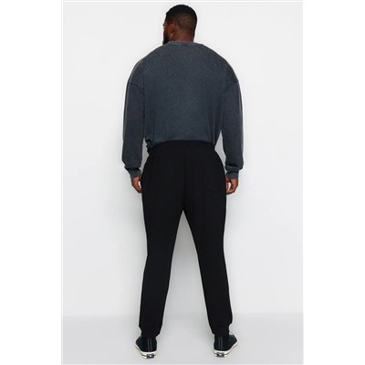 Черные удобные базовые хлопковые спортивные штаны стандартного кроя больших размеров TMNAW24AJ00003