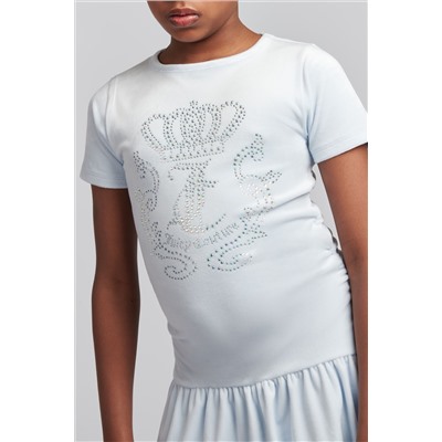 Juicy Couture Girls Blue Diamante Crown Dress