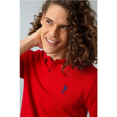 Мужская красная базовая футболка с воротником-поло Неожиданная скидка в корзине