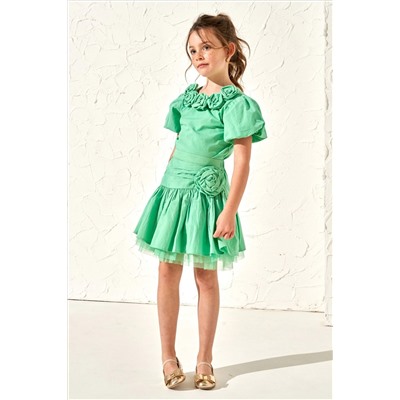 Angel & Rocket Roxie Green Rose Corsage Skirt