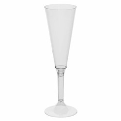 Фужер одноразовый 160 мл для шампанского пластиковый, прозрачная высокая ножка, "Флюте", 1015
