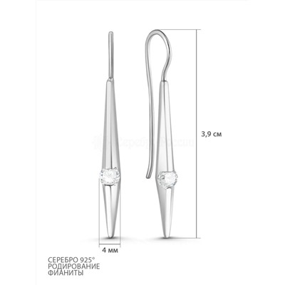 Серьги из серебра с фианитами родированные 925 пробы 320143р