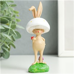 Сувенир полистоун "Коричневый кролик - грибочек" 4х4х12 см