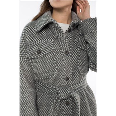 01-10866 Пальто женское демисезонное (пояс) Ворса серый