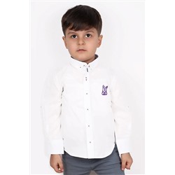 Белая детская рубашка с воротником на пуговицах из 100% хлопка Can DK20050530013001