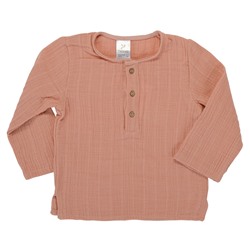 Рубашка из хлопкового муслина цвета пыльной розы из коллекции Essential 12-18M