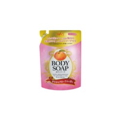 Nihon Крем-мыло для тела "Wins Body Soap peach" с экстрактом листьев персика и богатым ароматом 400 мл, мягкая упаковка / 20