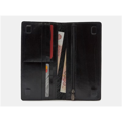 Кожаное портмоне с росписью из натуральной кожи «PR001 Black Обезьяны»