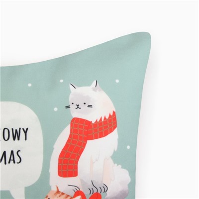 Чехол на подушку Этель "Meow X-mas" 40*40 см, 100 п/э, велюр