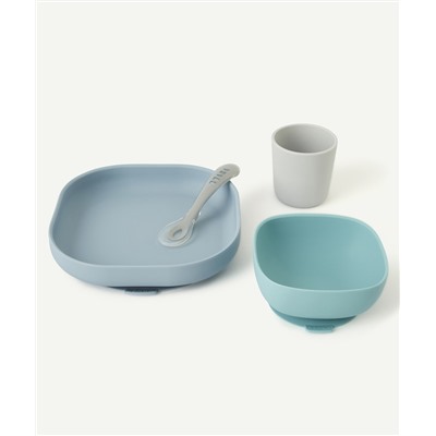 BEABA
COFFRET REPAS EN SILICONE AVEC VENTOUSE BLEU 4M+