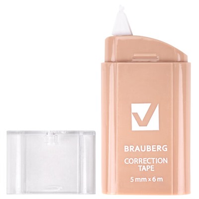 Корректирующая лента BRAUBERG COMPACT PASTEL, 5 мм х 6 м, КОМПЛЕКТ 6 штук, пенал с zip-lock, 272496