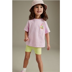 Pink/Green Character Short Sleeve T-Shirt and Cycle Shorts Set (3mths-7yrs)